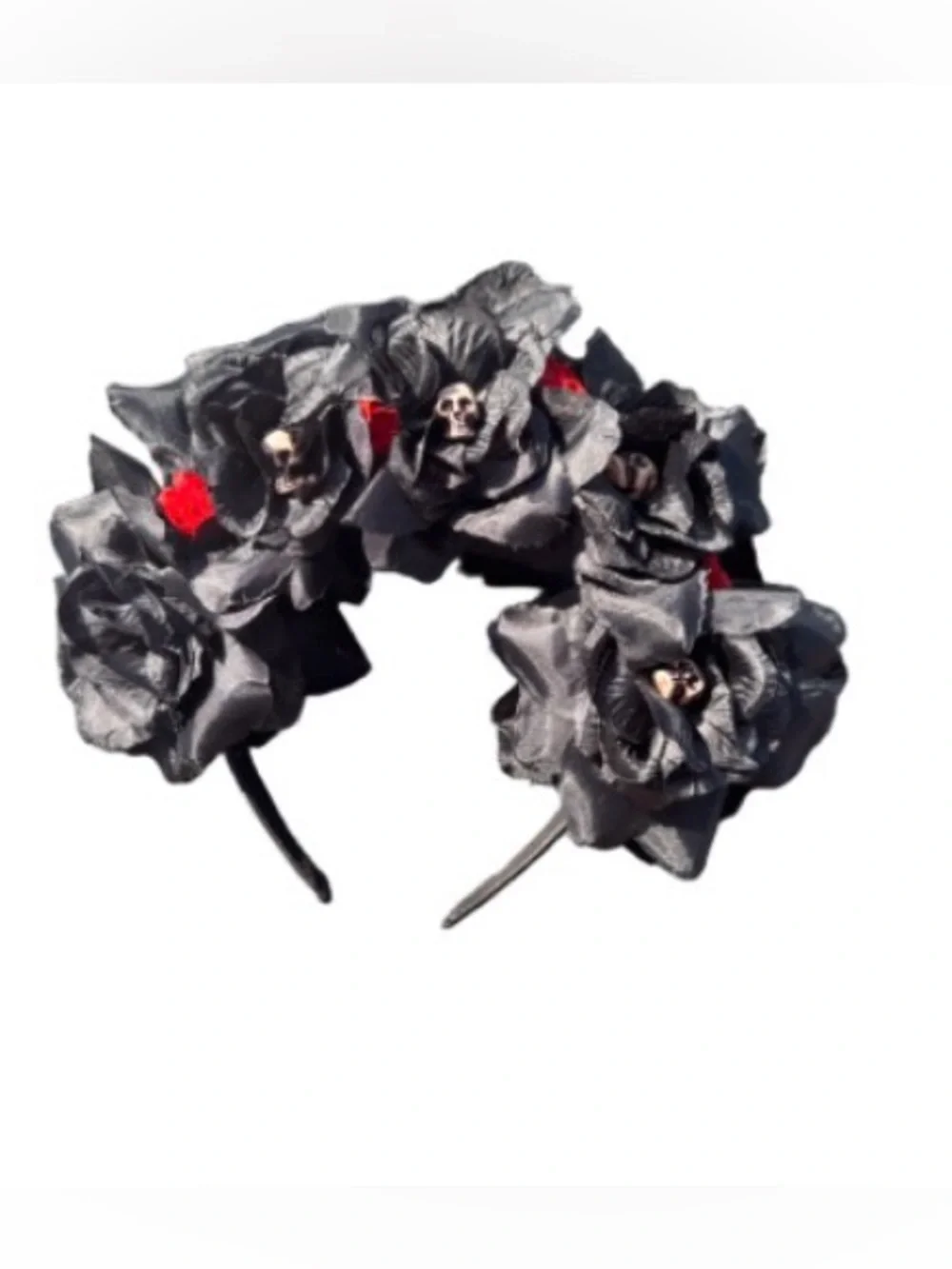 Black Floral Rose  & skull Headband - Women Accessories